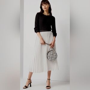 Banana Republic Navy Blue Pleated Midi Skirt — Size 4